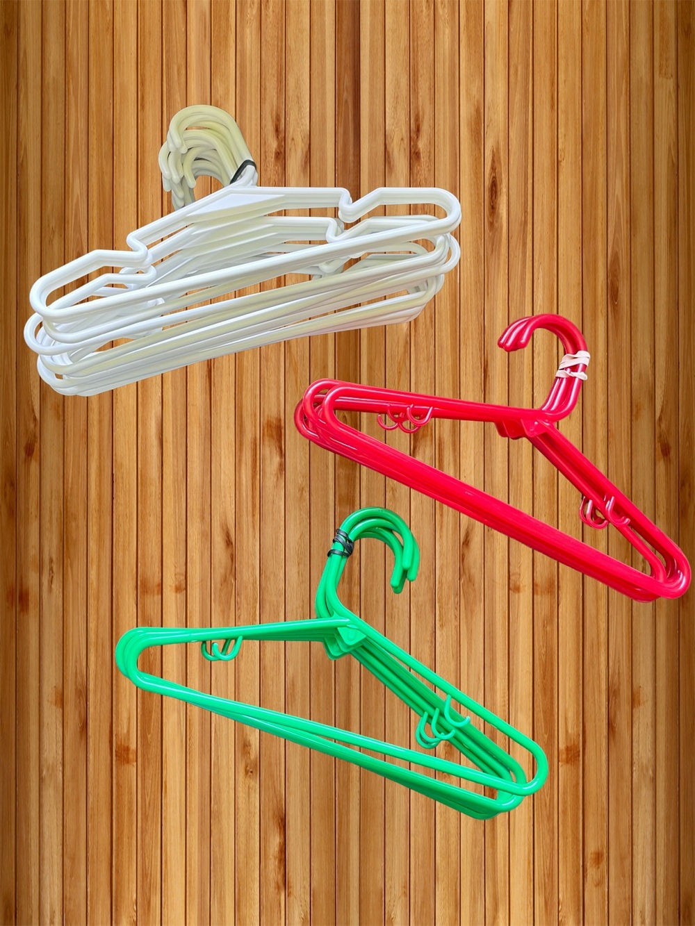 Set of Colorful Plastic Hangers - White, Red, Green (26) Baby & Children Size